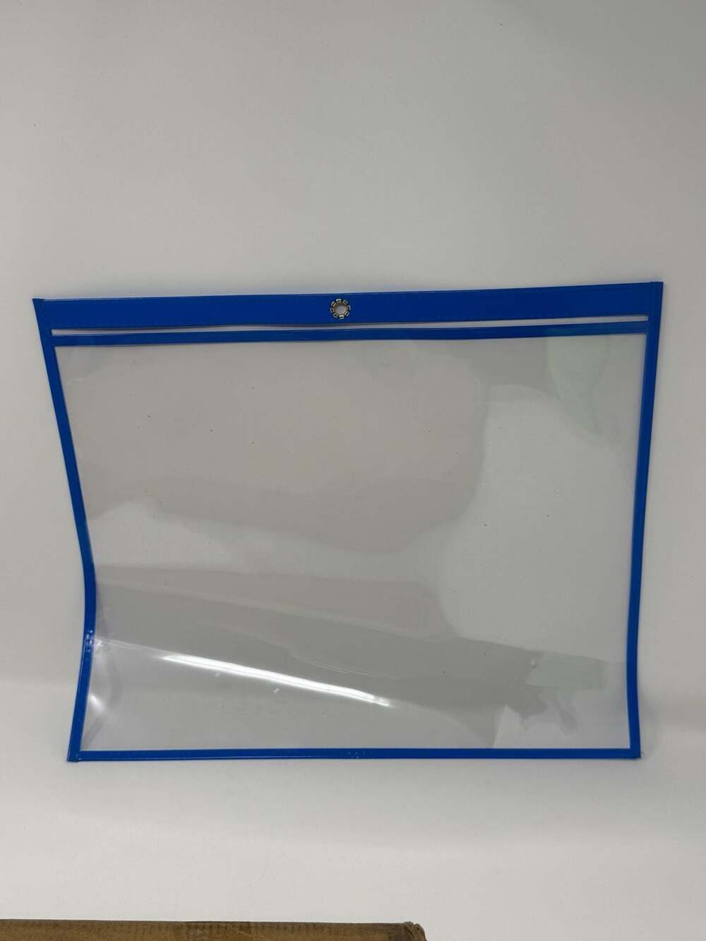 Clear Vinyl Holder with Blue Edge and Hanging Eyelet, Pack of 26